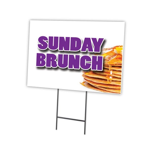 Sunday Brunch Yard Sign & Stake outdoor plastic coroplast window, C-1216-DS-Sunday Brunch